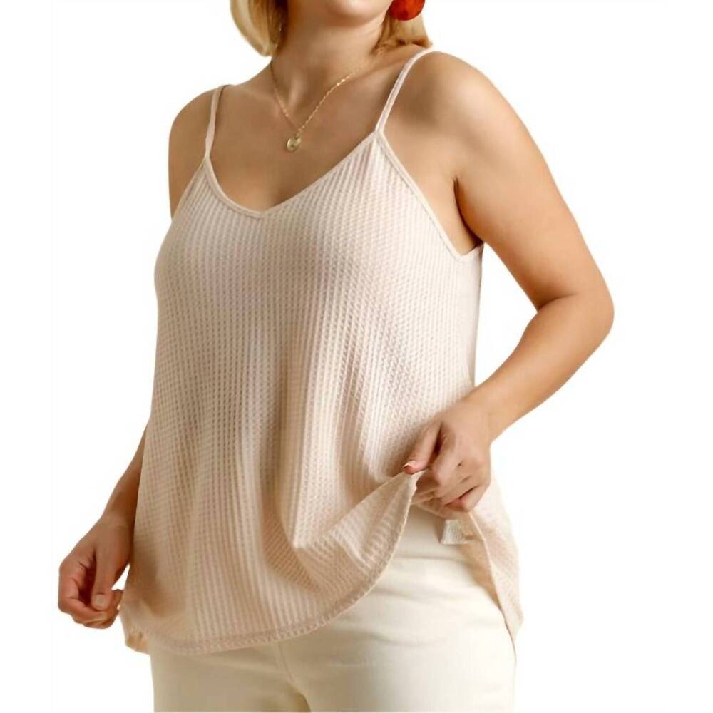 NEW UMGEE waffle knit v-neck tank top in natural